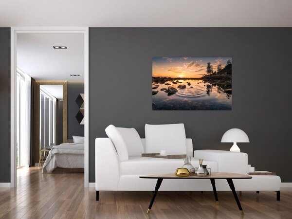 Slika vodene površine pri zalasku sunca (90x60 cm)