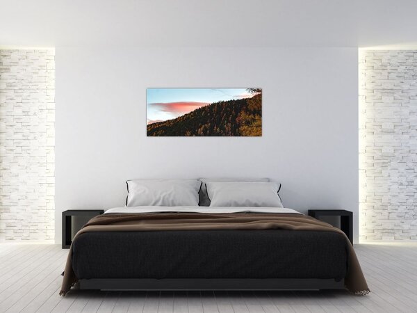 Slika crvenih oblaka iznad brda (120x50 cm)