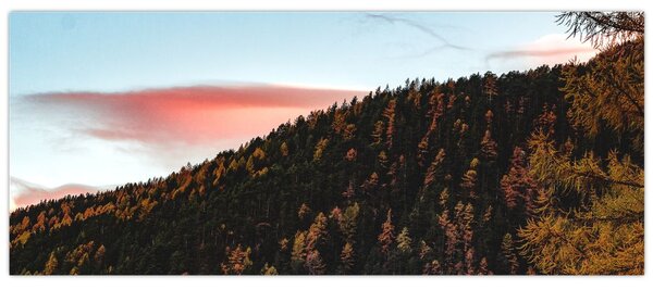 Slika crvenih oblaka iznad brda (120x50 cm)