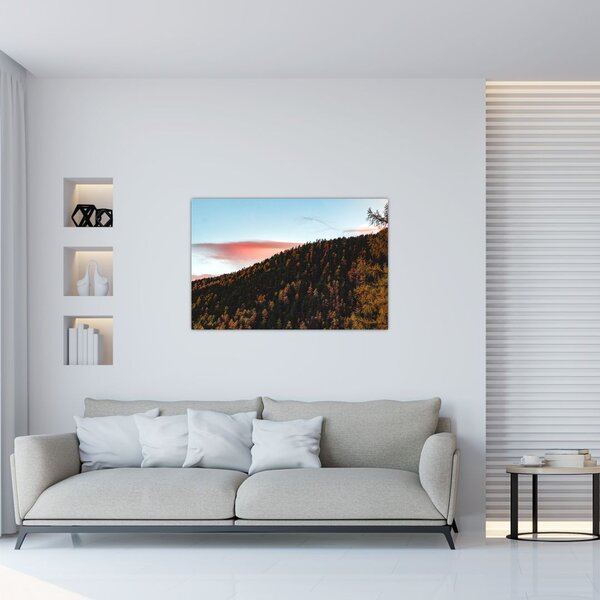 Slika crvenih oblaka iznad brda (90x60 cm)