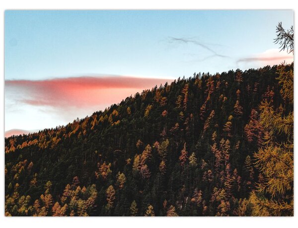 Slika crvenih oblaka iznad brda (70x50 cm)
