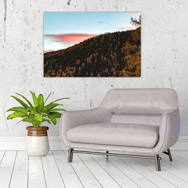 Slika crvenih oblaka iznad brda (90x60 cm)