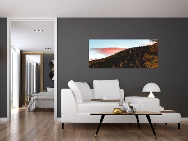 Slika crvenih oblaka iznad brda (120x50 cm)