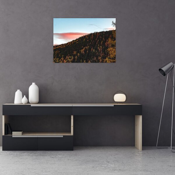 Slika crvenih oblaka iznad brda (70x50 cm)