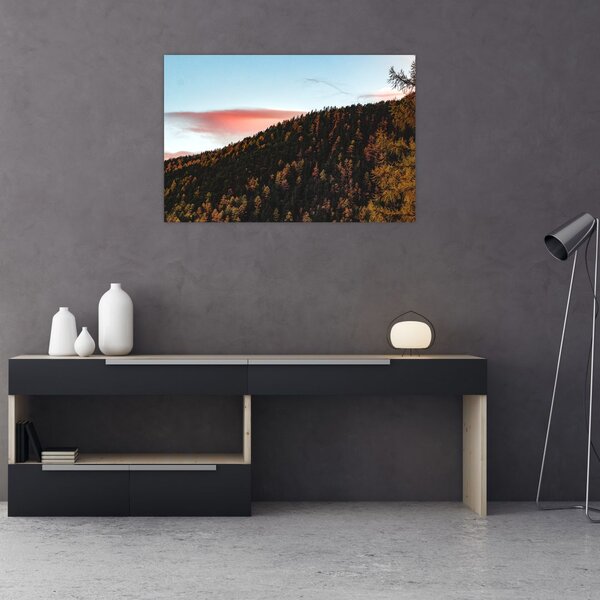 Slika crvenih oblaka iznad brda (90x60 cm)