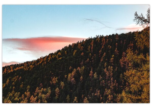 Slika crvenih oblaka iznad brda (90x60 cm)
