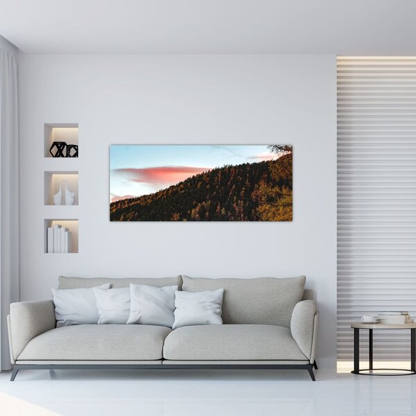 Slika crvenih oblaka iznad brda (120x50 cm)