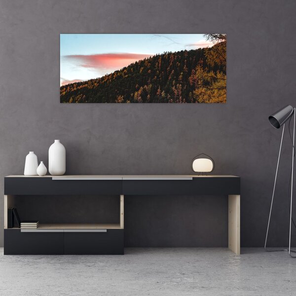 Slika crvenih oblaka iznad brda (120x50 cm)