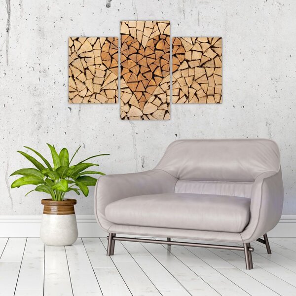 Slika - Srce od drveta (90x60 cm)