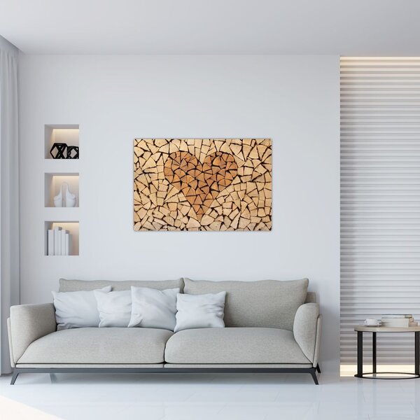 Slika - Srce od drveta (90x60 cm)
