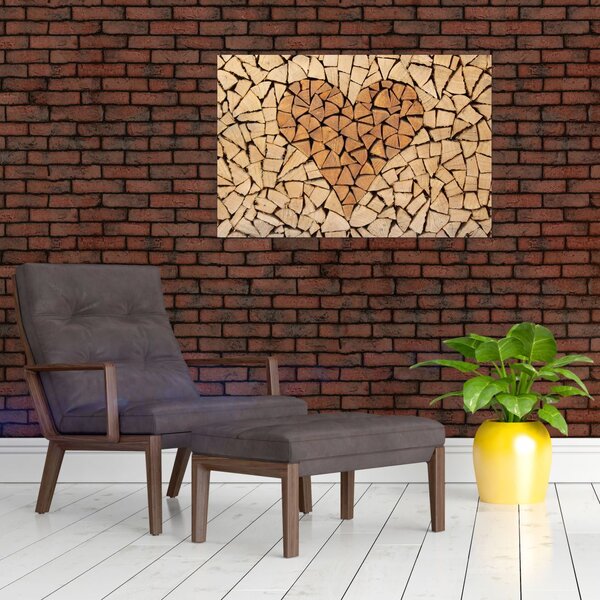 Slika - Srce od drveta (90x60 cm)