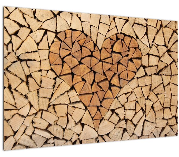 Slika - Srce od drveta (90x60 cm)