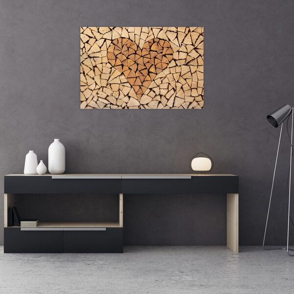 Slika - Srce od drveta (90x60 cm)