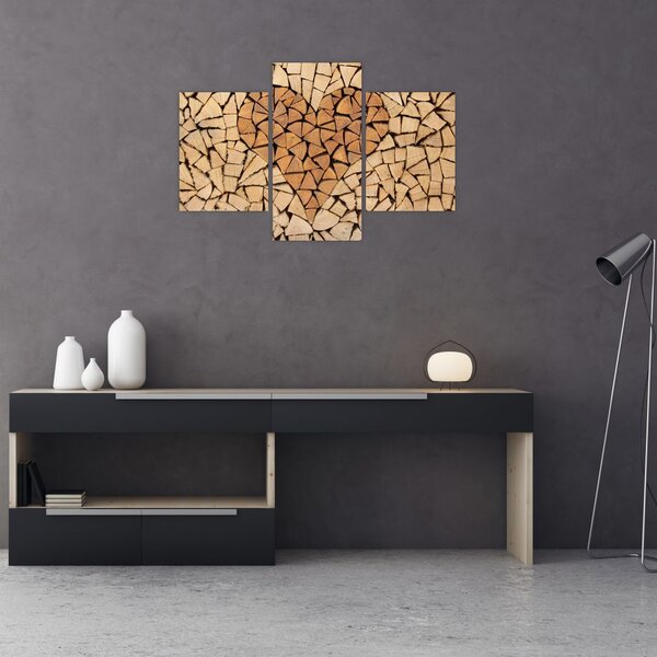 Slika - Srce od drveta (90x60 cm)