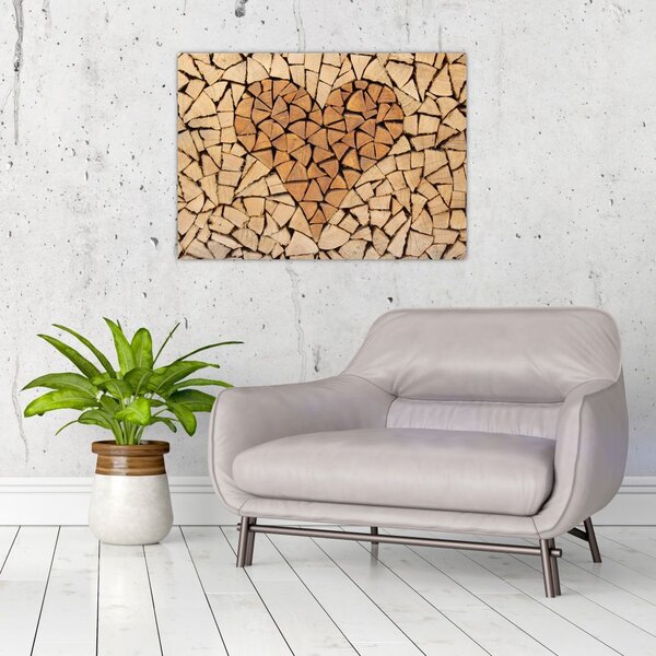 Slika - Srce od drveta (70x50 cm)