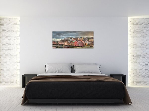 Slika - Kuće uz rijeku (120x50 cm)