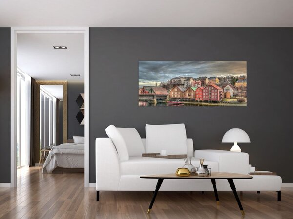 Slika - Kuće uz rijeku (120x50 cm)