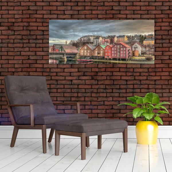 Slika - Kuće uz rijeku (120x50 cm)