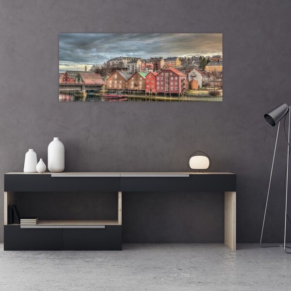 Slika - Kuće uz rijeku (120x50 cm)