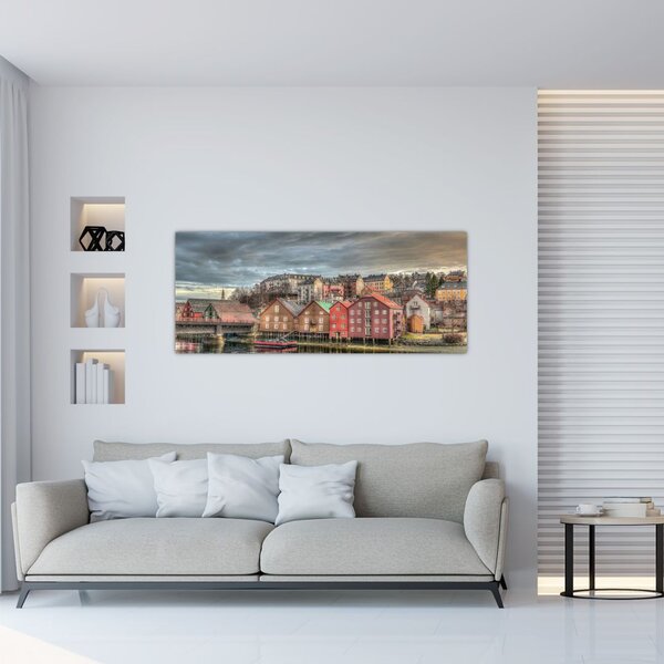 Slika - Kuće uz rijeku (120x50 cm)