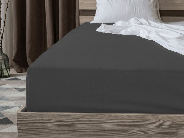 Jersey plahta s likrom tamno siva 180 x 200 cm
