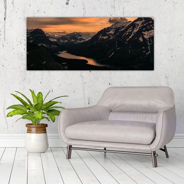 Slika jezera između planina (120x50 cm)