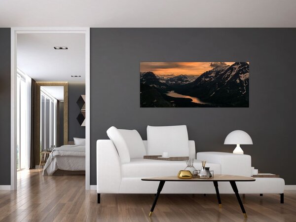 Slika jezera između planina (120x50 cm)