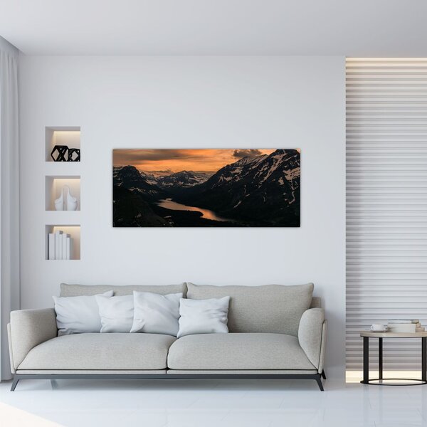 Slika jezera između planina (120x50 cm)
