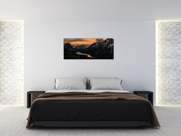 Slika jezera između planina (120x50 cm)
