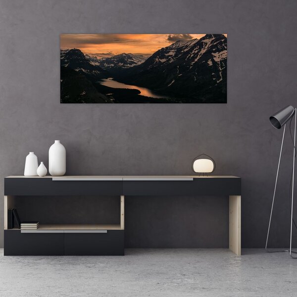 Slika jezera između planina (120x50 cm)