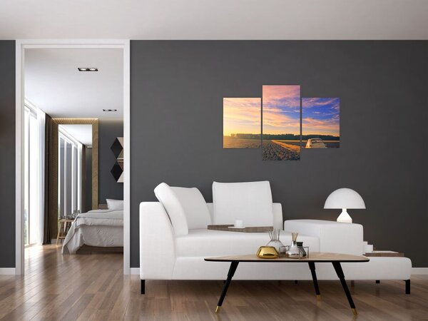 Slika žutog automobila u polju (90x60 cm)