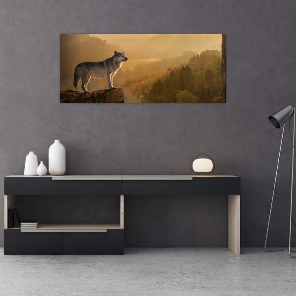 Slika vuka na stijeni (120x50 cm)