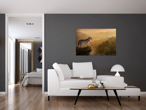 Slika vuka na stijeni (90x60 cm)
