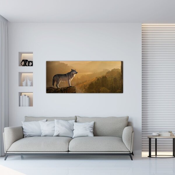 Slika vuka na stijeni (120x50 cm)