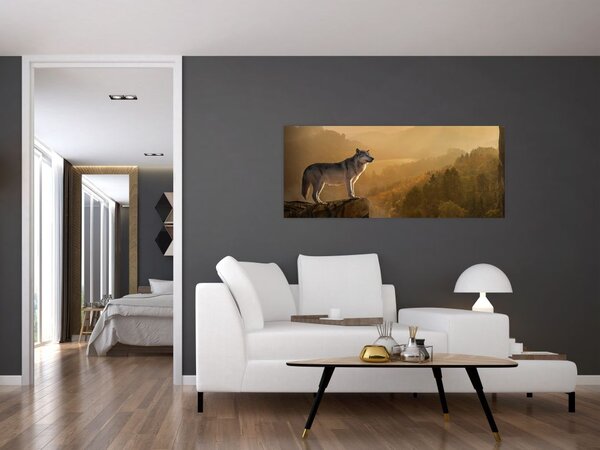 Slika vuka na stijeni (120x50 cm)