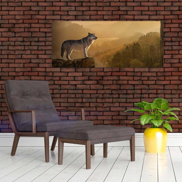 Slika vuka na stijeni (120x50 cm)