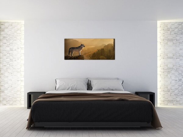 Slika vuka na stijeni (120x50 cm)