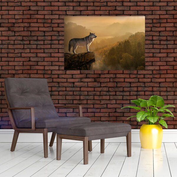 Slika vuka na stijeni (90x60 cm)