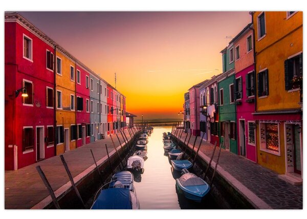 Slika - Zalazak sunca, otok Burano, Venecija, Italija (90x60 cm)