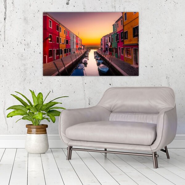 Slika - Zalazak sunca, otok Burano, Venecija, Italija (90x60 cm)