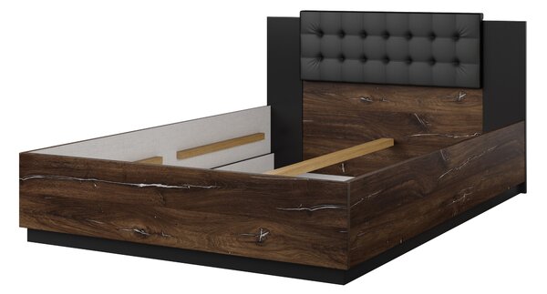 Bračni krevet 140 cm Signat Typ30 (hrast flagstaff + crna mat)