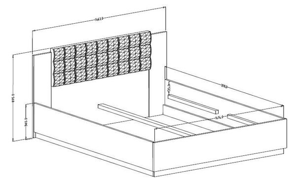 Bračni krevet 140 cm Signat Typ30 (hrast flagstaff + crna mat)