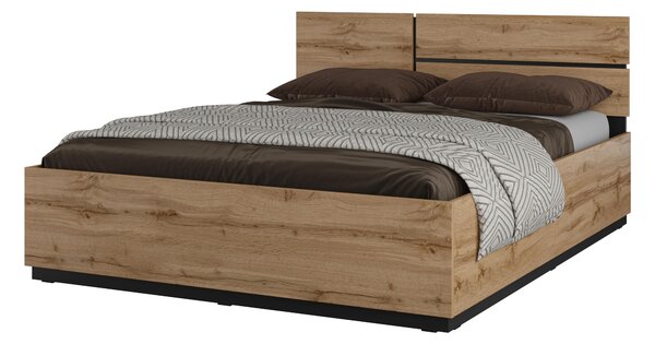 Bračni krevet 160 cm Crossroad S31 (hrast wotan + crna)
