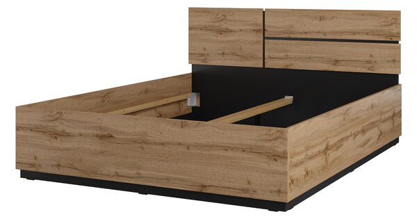 Bračni krevet 160 cm Crossroad S31 (hrast wotan + crna)