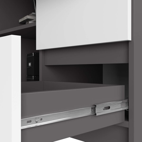 Kutni PC stolić Balcon (grafit + bijela) (D)