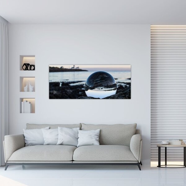 Slika staklene kugle na stijeni (120x50 cm)