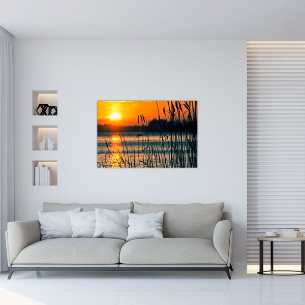 Slika - Zalazak sunca nad jezerom (90x60 cm)