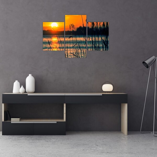 Slika - Zalazak sunca nad jezerom (90x60 cm)