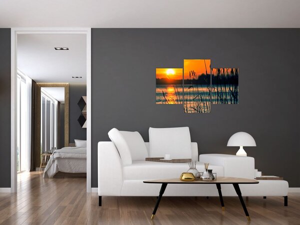 Slika - Zalazak sunca nad jezerom (90x60 cm)