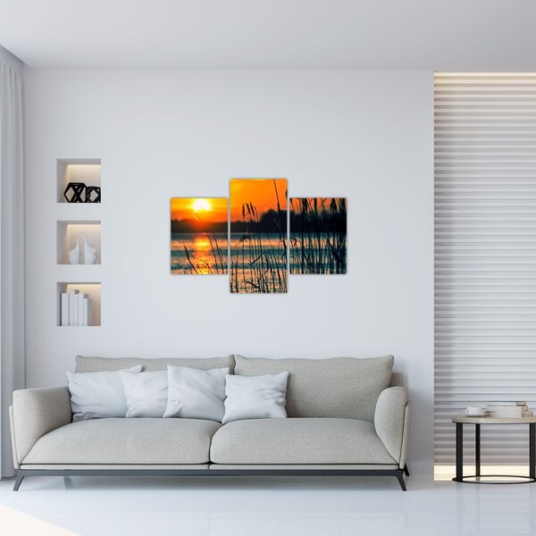 Slika - Zalazak sunca nad jezerom (90x60 cm)